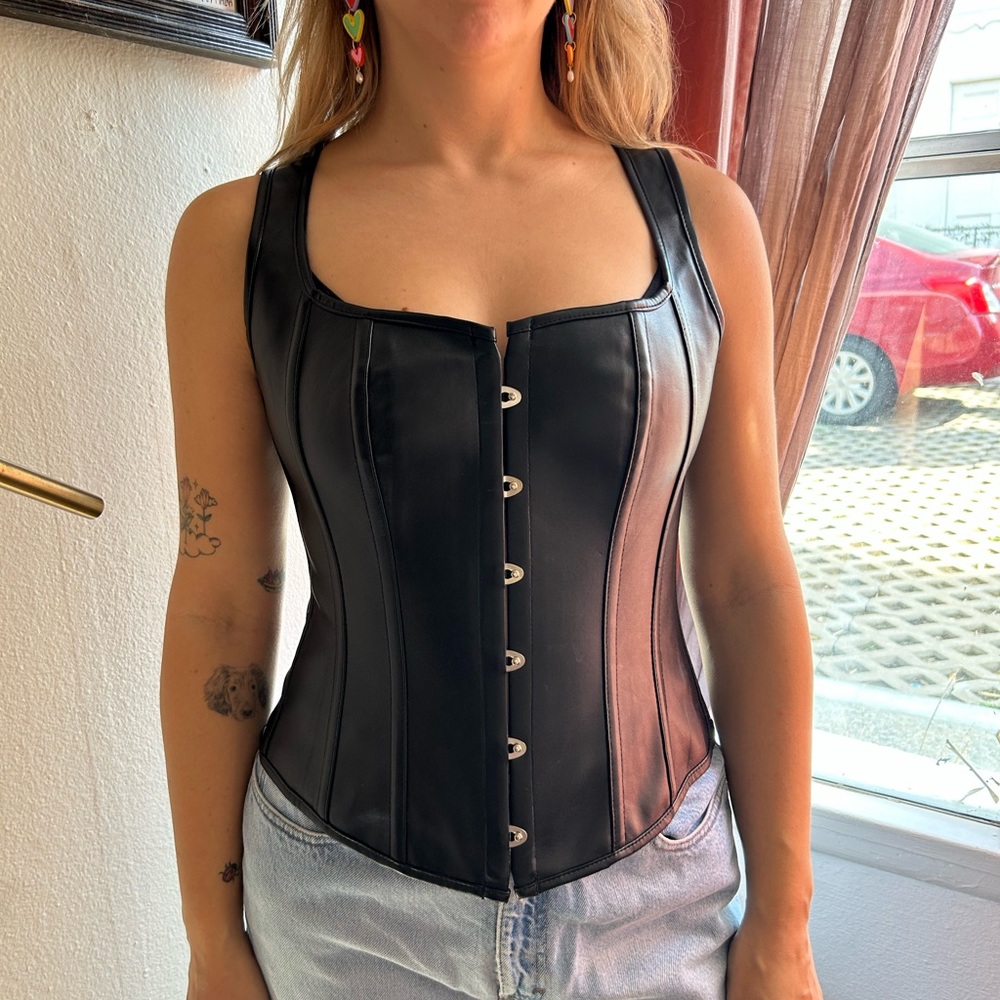 Leather corset style top